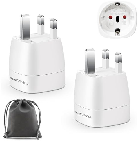 Reiseadapter UK Adapter England Deutschland Stecker, 2 Pack UK Steckdosenadapter Reisestecker Typ g Stromadapter für EU zu England Schottland Reise Steckdose DVD CD Play mit Irland Dubai Maldives