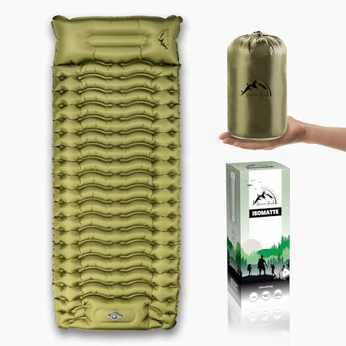 Brave Peak Isomatte Selbstaufblasend 10 cm mit Kissen – Warm, Leicht & Kompakt