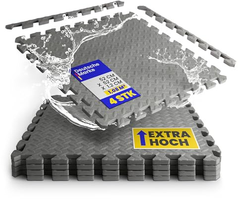 Bestlivings Pool Unterlegmatte Anthrazit - 4 Stück à 52x52cm (1,04m²) EXTRA DICK 1,2cm - Bodenschutzmatte für Pool und Planschbecken - mit Rand