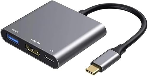 USB C zu HDMI Multiport Adapter mit Ladeanschluss, HDMI zu USB C Hub Adapter für Monitor zu Laptop, USB-C zu USB Adapter 10Gbps, USBC HDMI Adapter 4K Converter für Mac Pro/Air MacBook Chromebook