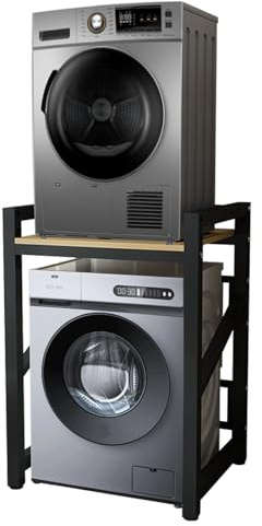 Timisea Regal über Waschmaschine,Verstellbares Stapel-Set über Waschmaschinen,Waschmaschinenrega ohne Bohren 2 Ebenen Badezimmerregal,für Badezimmer Waschküche