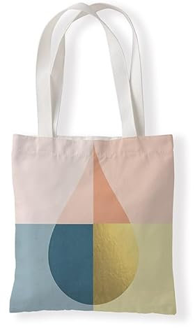 Jutebeutel Roségold Geometrie Stoffbeutel Canvas Wiederverwendbare Beuteltasche Damen Kinder Büchertasche Einkaufsbeutel mit Henkeln Stofftasche Waschbar Tote Bag 33x37 cm