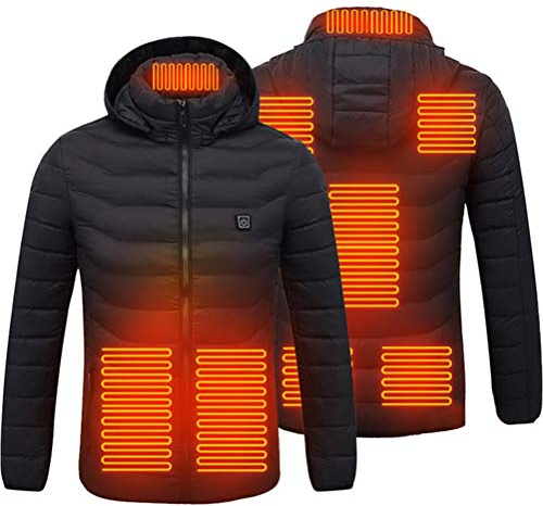 Ghzste Beheizte Jacke für Männer und Frauen, 8-Zonen-Winter-Hoodie, Unisex-USB-betriebene Elektrische Outdoor-Sweatshirts, Jacken Zum Angeln, Camping