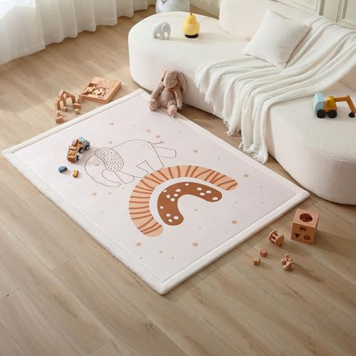 Hakuna Matte Colchoneta Manta Juegos Bebe 170x120x2,5cm, Elefante Arcoíris