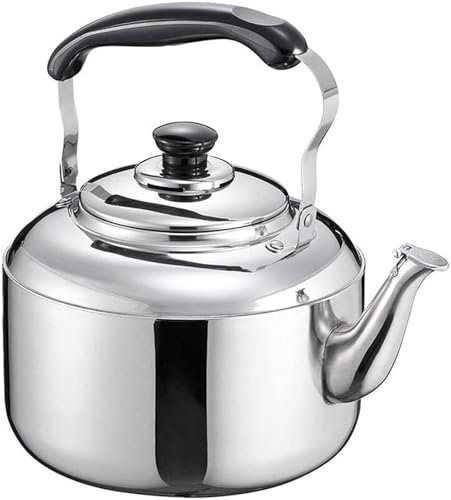Bouilloire à thé sifflante de style moderne 4L, théière en acier inoxydable de qualité alimentaire, plaque de cuisson à induction électrique, théière de camping pour tous les types de feux