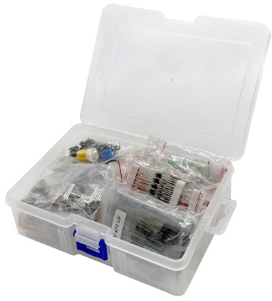 Aubenai Electronic Component Assortment Kit, Total 1410Pcs, Metal Film Resistors, LED Diodes, Common Diodes, Electrolytic Capacitor, Ceramic Capacitors, Transistors for Electronics DIY Project
