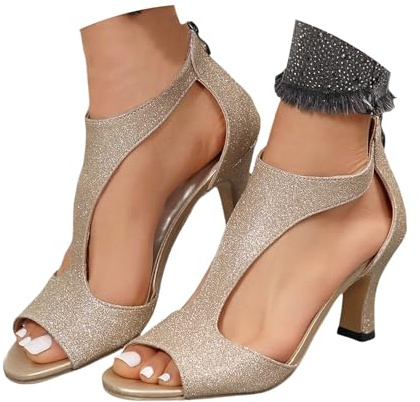 2025 Sandalias Mujer Verano Vestir Tacon Comodas Elegante Zapatos Tacon Ancho Fiesta Cierre De Hebilla Casual Sandals Plataforma Moda Novia Pole Dance Sandalia Punta Abierta Boda Baile Ofertas Regalo