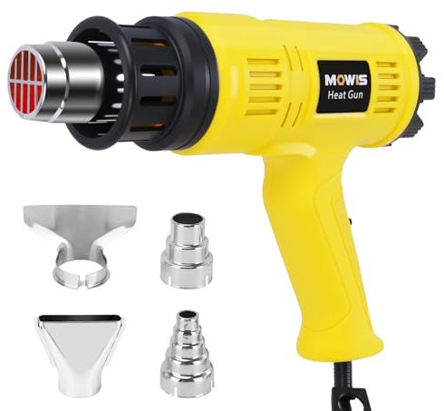 Mowis Pistola ad Aria Calda Set Pistola Termica 2000W Asciugacapelli ad Aria Calda Funzione 60℃- 600℃ Potente Pistola Termica con 4 Bocchette per Rimozione Vernice RiscaldamentoSbrinamento