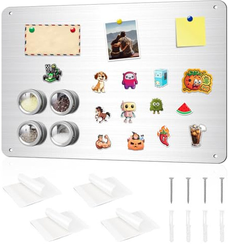 Magnetwand Magnettafel 0,08x43x30cm, Magnettafel Kinder, Magnettafeln Magnetboard Magnetische Metalltafel, Magnetisches Whiteboard kratzfest Edelstahl Selbstklebend für Büro Küche Tafel (Silber)
