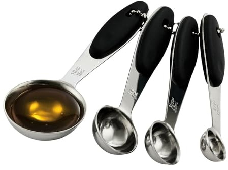 Lakeland Metal Measuring Cups and Spoons – Pack of 8 Non Slip Silicone Handles