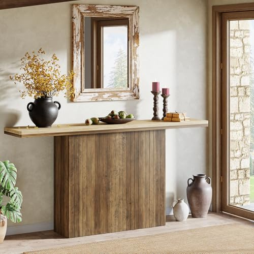 Tribesigns Console rustique pour entrée, 160 cm de long, en bois, derrière le canapé, pour salon, foyer, couloir, marron et naturel