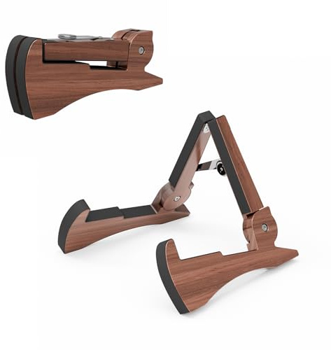 DIDA Lightweight Foldable A- Frame Plastic Guitar Stand for Acoustic, Electric Guitars, Ukulele, Guitar Stand Floor, Portable Travel Stand, Single Guitar Holder (Rosewood)