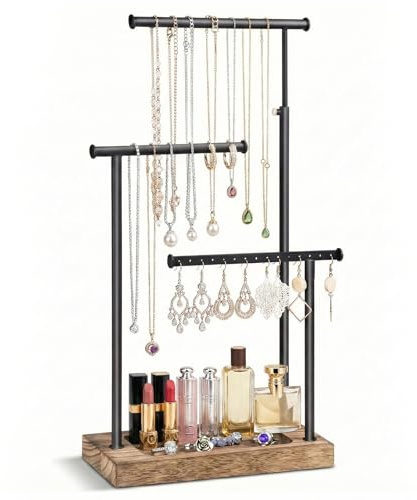 Carehabi Porte Bijoux Presentoir Bijoux Organisateur Bijoux Femme Réglable 51cm Pour Colliers, Bracelets Boucles d’Oreilles Pinces Bagues