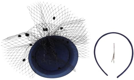 ibasenice Chapeau Femme en Laine et Maille Bleu Marine, Fascinateurs Vintage Flexibles et Confortables Serrage-tête et Pince pour Cocktail ou Photographie