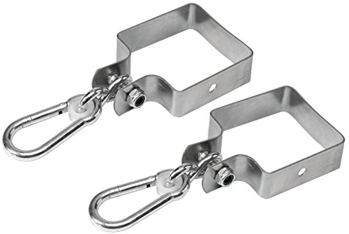 Loggyland 2er-Set Schaukelschelle Vierkant 12x12cm Schaukelhaken rundum für Kantholz mit Karabiner zum Einhängen für den Schaukelsitz 120x120