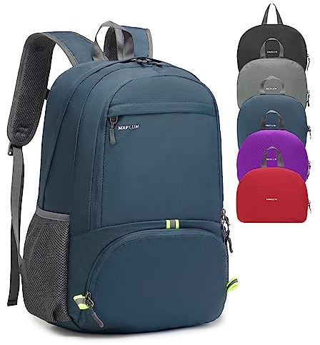 MRPLUM 30L Rucksack Foldable Ultralight Packable Backpack, Unisex Durable Handy Daypack for Travel & Outdoor Sports Durable & Waterproof (Navy Blue)