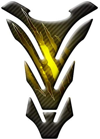 Protection du RÉSERVOIR RÉSINE RÉSINE 3D AU Carbon RAYÉ Compatible pour Moto Honda Kawasaki Aprilia Ducati Cagiva Yamaha PE(N) (Yellow)