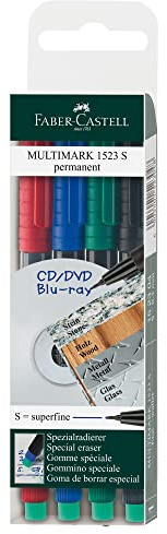 FABER-CASTELL OH-Stift MULTIMARK 15 23 04, S, permanent, 0,4 mm, sortiert, 4 St.
