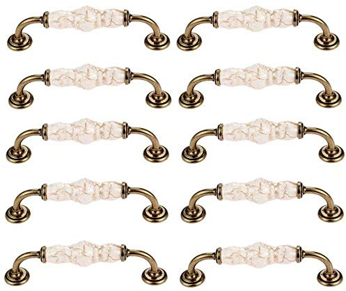 FBSHOP(TM) 10 Stück Schrank Schublade Türgriff Stangengriff Antike Keramik Küchenschrank Möbelgriffe Kleiderschrank Zieht Griffe,Marmor Finish