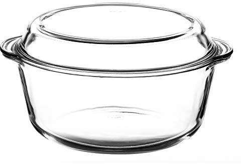 Large Round Glass Casserole Oven Dish Non Stick Cooking Baking