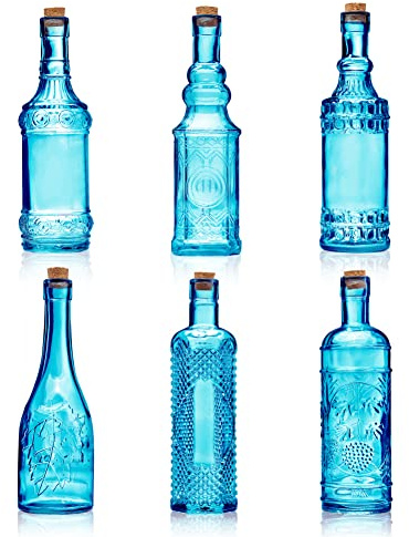 BULK PARADISE Glasflaschen mit Korken, sortiert, 6,3 x 22,9 cm, 473 ml, 6 Stück