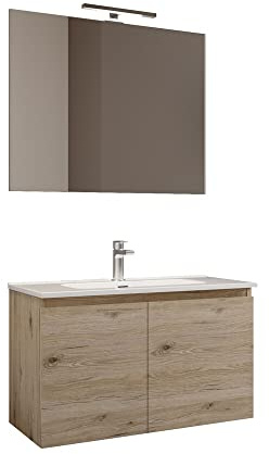 Mama Store ATENA2 80, Mobile 2 ante 80 cm, Quercia Naturale, L. 81 X P. 47 X H. 53 CM