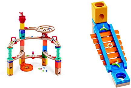 Hape Quadrilla BAU-Set „Aus der Burg entkommen“ für Murmel-Kreiselbahn aus Holz| Murmelbahn-Set aus Holz & E6022 6022 - Klingender Spielplatz, Zubehör für Quadrilla Kugelbahnen