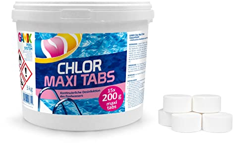 Chlortabs für Pool 200g - Langsamlöslich chlortabletten Pool - Desinfektion Chlorung Pool - Pool Chemie - Pflege für Schwimmbad - 3 kg