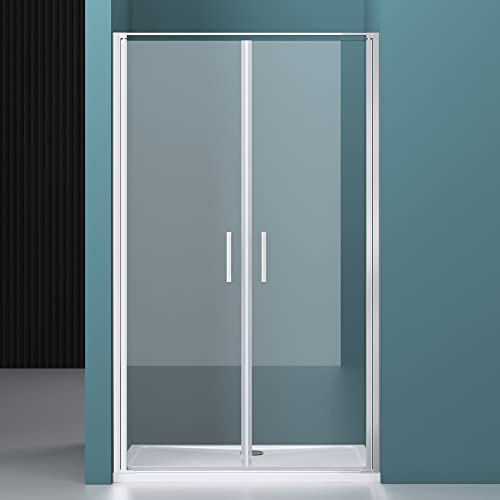 Mai & Mai Duschtür Nischentür dusche 100x195cm Schwingtür 180° | Duschabtrennung Duschkabine, 8mm ESG Nano-Beschichtung Klarglas mit Hebe- und Senkmechanismus Teramo66