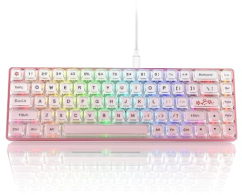 Womier W-K68 60% Keyboard Gaming Pink - Wired Creamy Mechanical Keyboard, Hot-Swappable RGB Custom Mini Key Board with Arrow Keys/Software Supported, Prelubrication Linear Switch