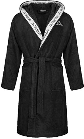 Kappa Unisex Bademantel mit Kapuze 100% Baumwolle Gr. S-4XL, Farbe:Schwarz, Bekleidungsgröße:XXXL