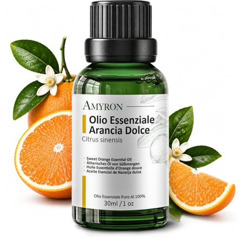 Aceite Esencial De Naranja Dulce 30 ml AMYRON | Citrus Sinensis 100% Natural Y Puro | Ideal Para Aromaterapia Y Uso Terapéutico | Difusor De Aceites Esenciales | Masajes Aromáticos | Uso Alimentario