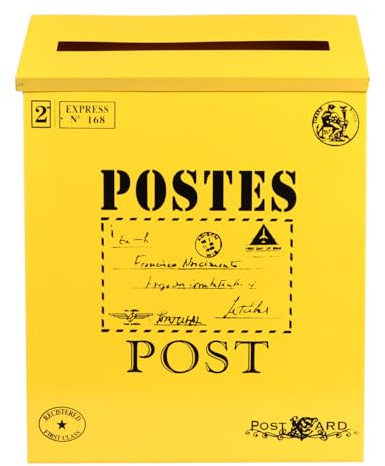 Hemobllo 1 boîte aux Lettres Vintage pour l'extérieur Boîte aux Lettres Antique avec Taille pour journaux et Lettres pour et Bureau Jaune