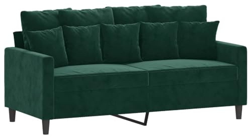 vidaXL Sofa 2-Sitzer, Loungesofa Couch mit Armlehnen Rückenkissen, Wohnzimmersofa Designsofa Metallgestell, Sitzmöbel Zweisitzer, Dunkelgrün Samt
