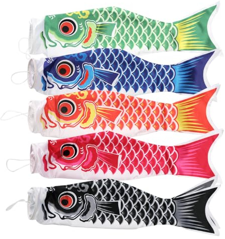 LIOOBO 5pcs Izakaya Room Bunting Backyard Wind Sculptures Koinobori Hanging Decoration Koinobori Windsock Chainsaw Tension Screw Fish Windsock Flag Dragon Boat Flags Sushi Japan