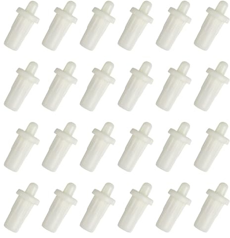 Uxcell 24 Pcs Plastic Cabinet Door Repair Pins, 7.5mm Spring Loaded, White, Round Head, Connector, Suitable for Cabinets, Wardrobes, Furniture, Shelves