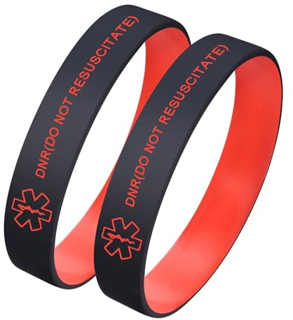 Notfallarmband SOS für Erwachsene - 2 Stk. Personalisierte Alarm Armband für Männer Frauen Medizinisches Armband mit Name Telefonnummer Allergie Silikon-Wasserdichte ID-Armbänder für Sportler Reisende