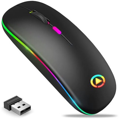 RGB Wireless Rechargeable Silent Mouse with 3 DPI for Laptop, PC & Mac | Enjoy smooth and responsive tracking with adjustable 800, 1200, and 1600 DPI settings for work, study, and browsing.