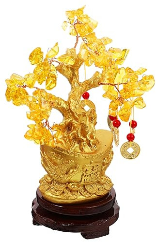 Yardenfun Crystal Money Tree Dekoration Aus Feng Shui Glücksbaum Für Wohlstand Und Reichtum Perfektes Für Zuhause Und Büro