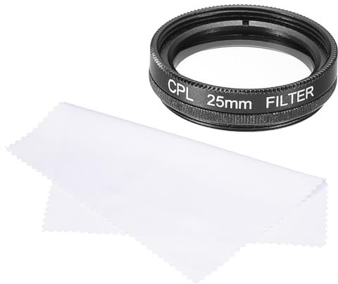 sourcing map 25mm Circular Polarizer Filter, Double Sided Multi-Layer Coatings Polarizing Filter with Cleaning Cloth for Camera Lens