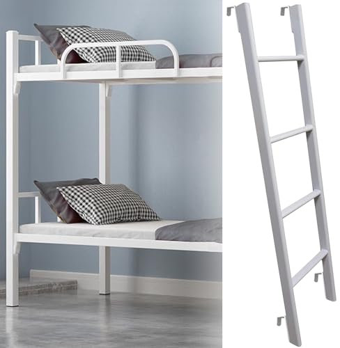 Scaletta per letto a castello con gancio regolabile in metallo, per dormitorio, appartamento, 139,7 cm, bianca, scaletta per letto a castello con scala di ricambio a 4/5 gradini