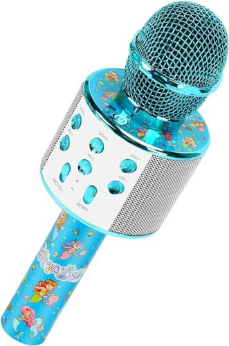 Avaxtt LED Karaoke Mikrofon Kinder, Drahtloses Bluetooth Spielzeug ab 3-12 Jahre Geschenk Mädchen KTV Lautsprecher mit Stimmenverzerrer, Heim KTV Karaoke Maschine für Android, iOS, PC