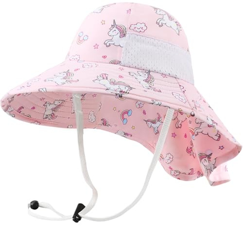 DRESHOW Sombrero de Sol Bebé Niños Children Breathable Bucket Hats UPF 50+ Ajustable Protección Solar Bucket Sombreros Gorra para Niños Niños Niñas