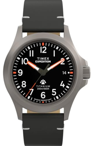 Timex Herren Analog Quarz Uhr mit Lederband Expedition North Field Post