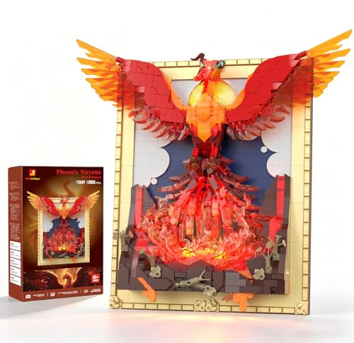 JMBricklayer Phoenix Nirvana Bauset für Erwachsene mit Lichtern, 70017 Wandkunst Handwerk Malerei Rahmen Zimmer Home Office Dekor Geschenk für Erwachsene Jungen Mädchen ab 14 Jahren