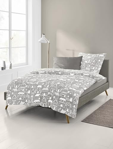 Bierbaum Biancheria da letto 4176, in flanella, disegnata in Germania, beige 80, 135 x 200 + 80 x 80 cm