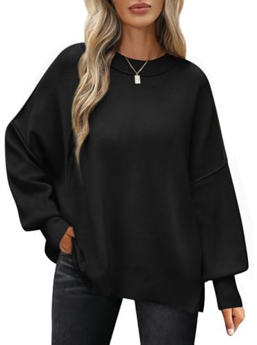 PASUDA Jersey Mujer Invierno Oversize Cuello Redondo Jerseys Manga Larga Otoño Suéter para Mujers Casual Punto Sudadera Elegante Ligero Pullover Tops