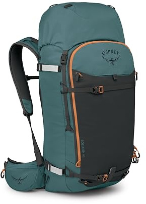 Osprey Soelden - Zaino da sci e snowboard, 45 l, grande capacità da uomo, pronto per il casco, realizzato in nylon riciclato al 100%, blu cascata