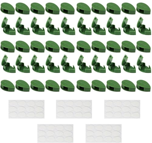 Anhoer 50 Stück Pflanzenclips für Kletterpflanzen Wand Blattförmig | Pflanzenhalter Rankhilfehalter Selbstklebende Wandbefestigung für Gardening Plant Reben Gemüse