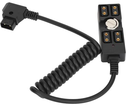 Cavo Alimentazione IEC 60320 C7 Tripolare 3 metri Angolato con Spina Schuko - Espansione 4 Uscite D Tap, Adatto per Alimentazione Camera e Monitor Video